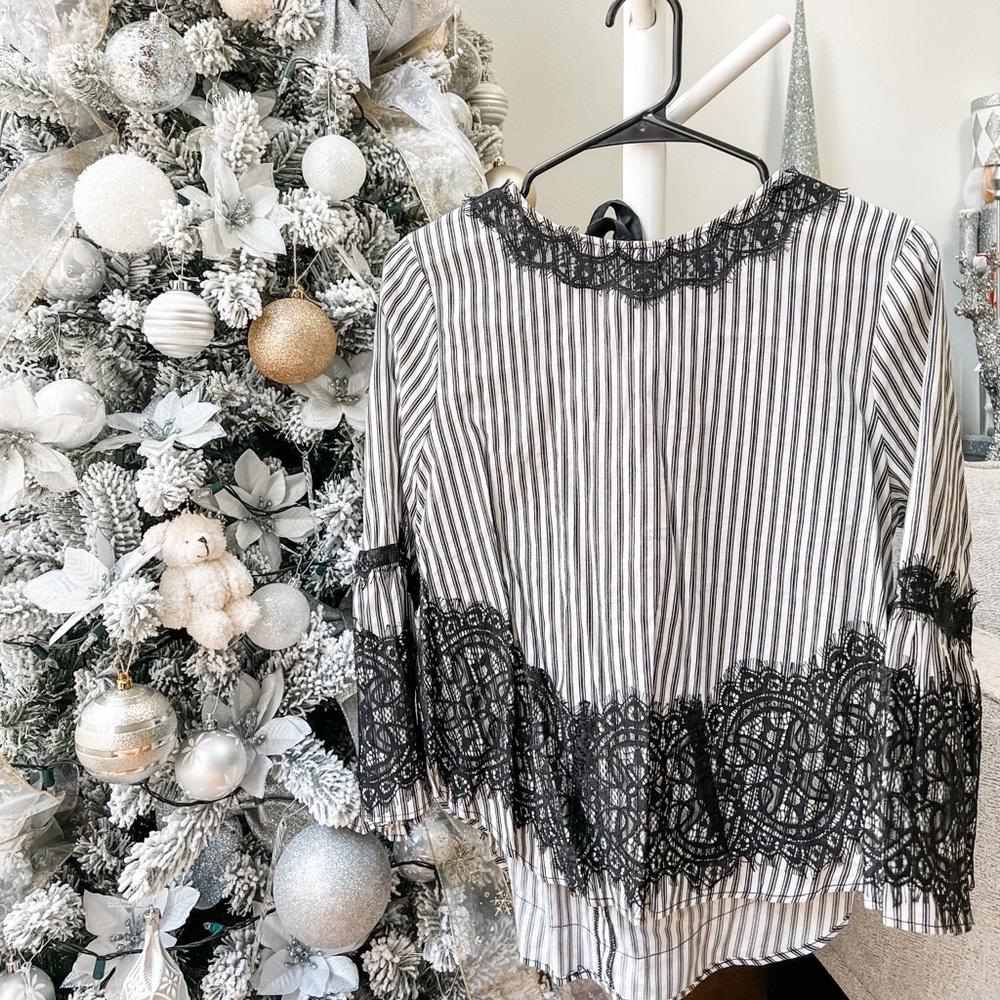 Zara stripe lace top
